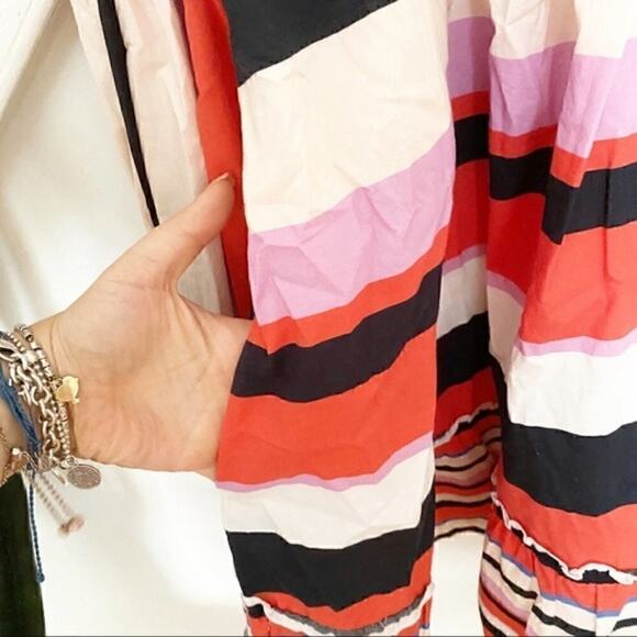 Nicholas Amalfi Striped dress off shoulders sz 4 - Picture 6 of 7